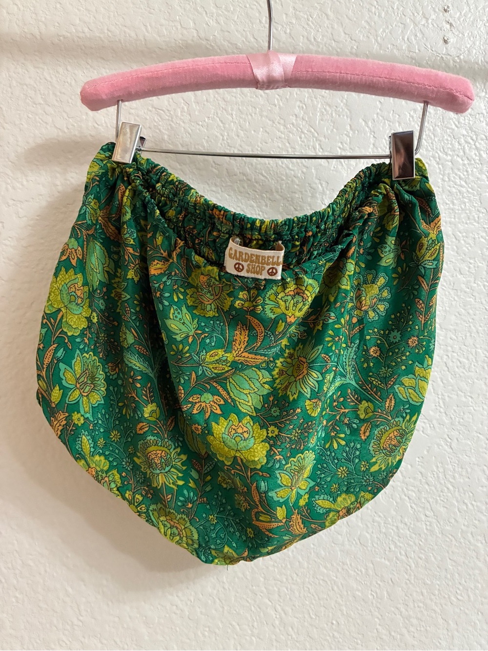 Gardenbell Shop Green Floral Strapless Crop Top